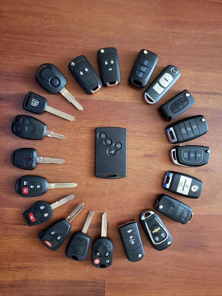 Coleção de chaves automotivas atendidas pelo Chaveiro Mateus 24horas